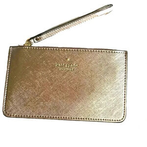 New W Tags KATE SPADE NY Wallet Wristlet Clutch Rose Gold Leather 98689249028